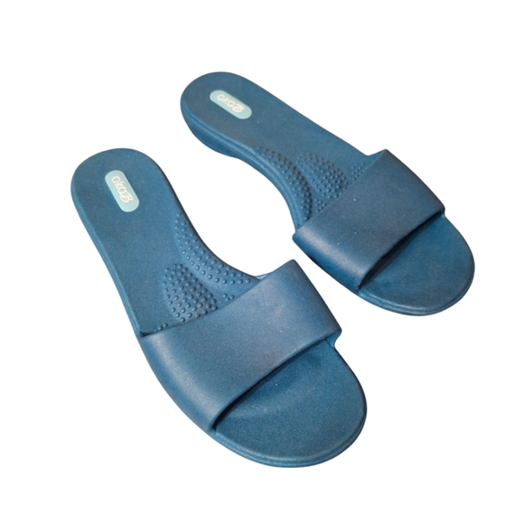 Oka B TEAL Slip on Sandals Slides Ladies Medium Large BEACH Shoes Cruise Shower - Picture 2 of 5